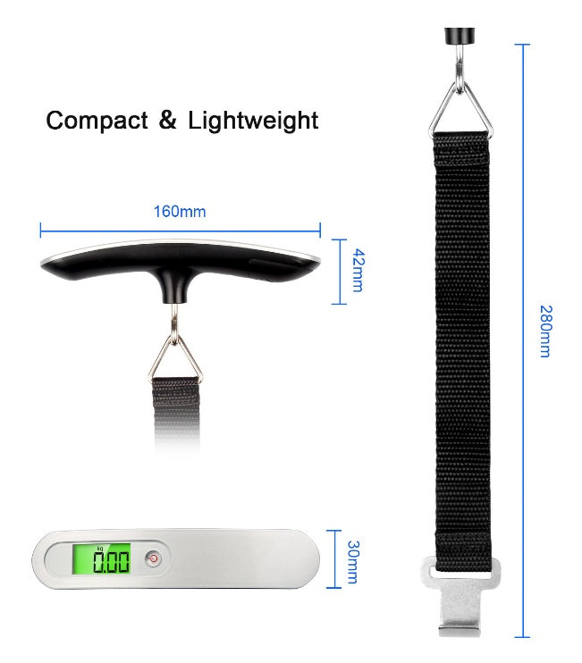 Portable Digital Luggage Scale — 50kg / 110lb Capacity | Avoid Overweight Baggage Fees | Travel Essential
