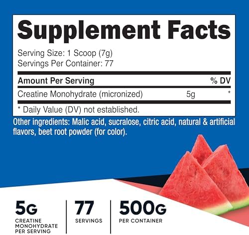 Nutricost Creatine Monohydrate Micronized Powder 500G, 100 Servings | 5000mg Per Serving (5g), 17.9 Oz