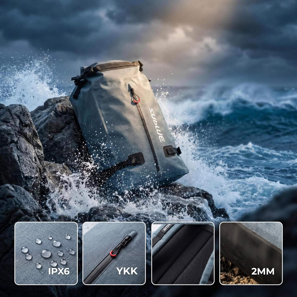 SUBLUE Waterproof Backpack 52L — IPX6 Rated | Wet-Dry Separation | Built for Underwater Scooters & Dive Gear
