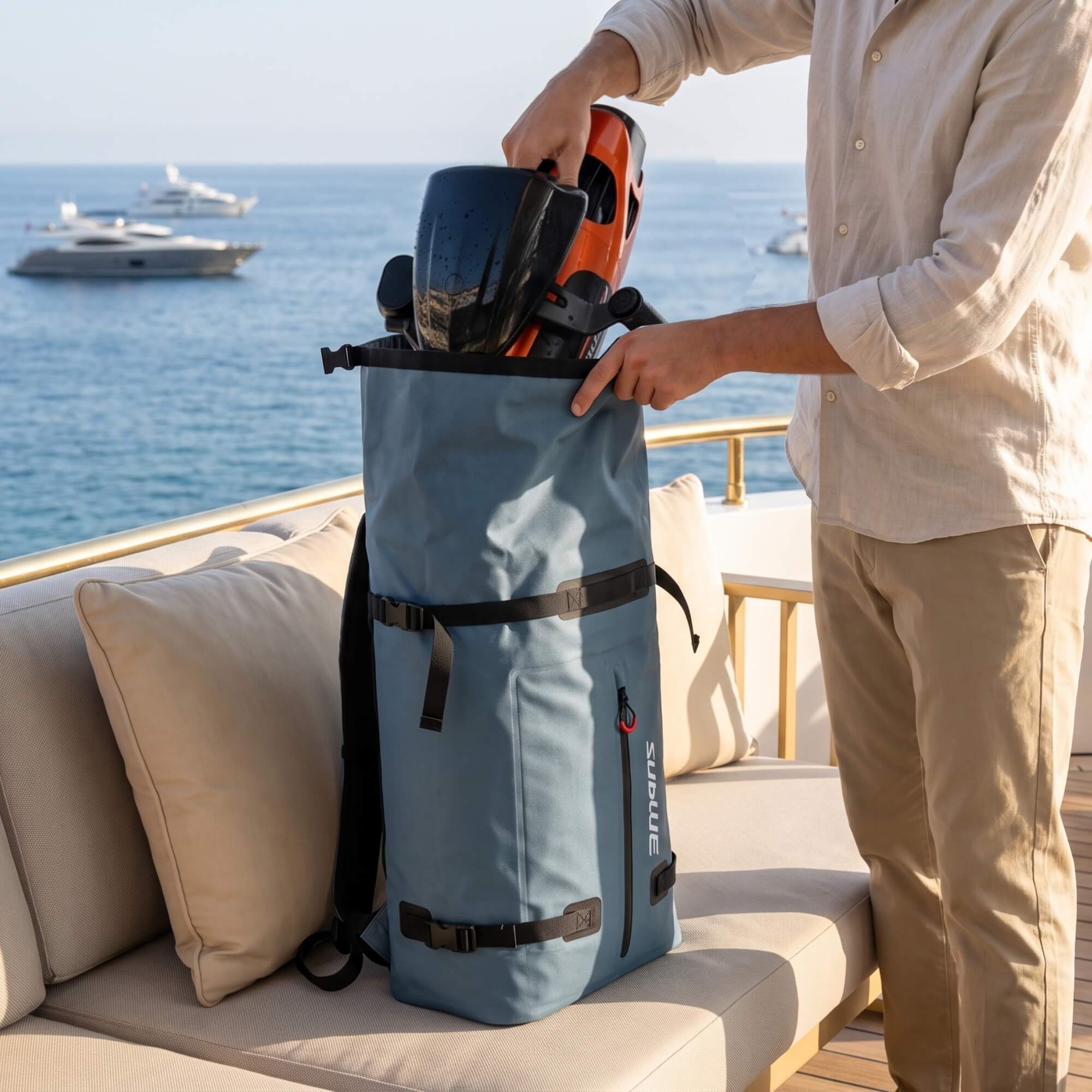 SUBLUE Waterproof Backpack 52L — IPX6 Rated | Wet-Dry Separation | Built for Underwater Scooters & Dive Gear
