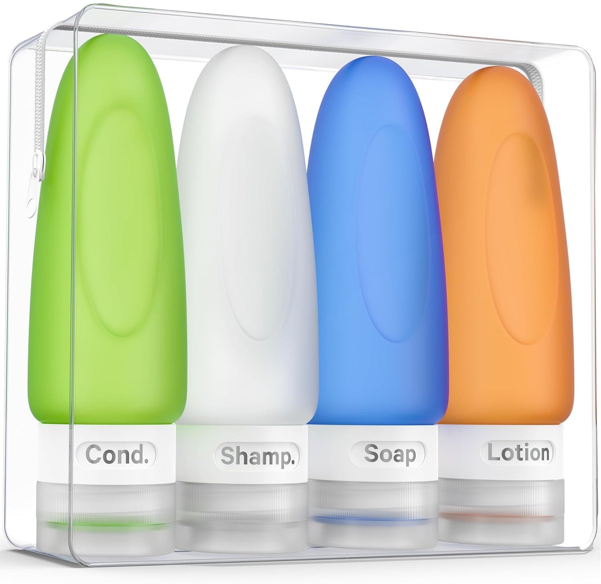 Dot & Dot Leak Proof Travel Bottles - Tubes for Liquid TSA Approved 3oz Silicone Toiletries Travel Shampoo & Conditioner Containers with Labels