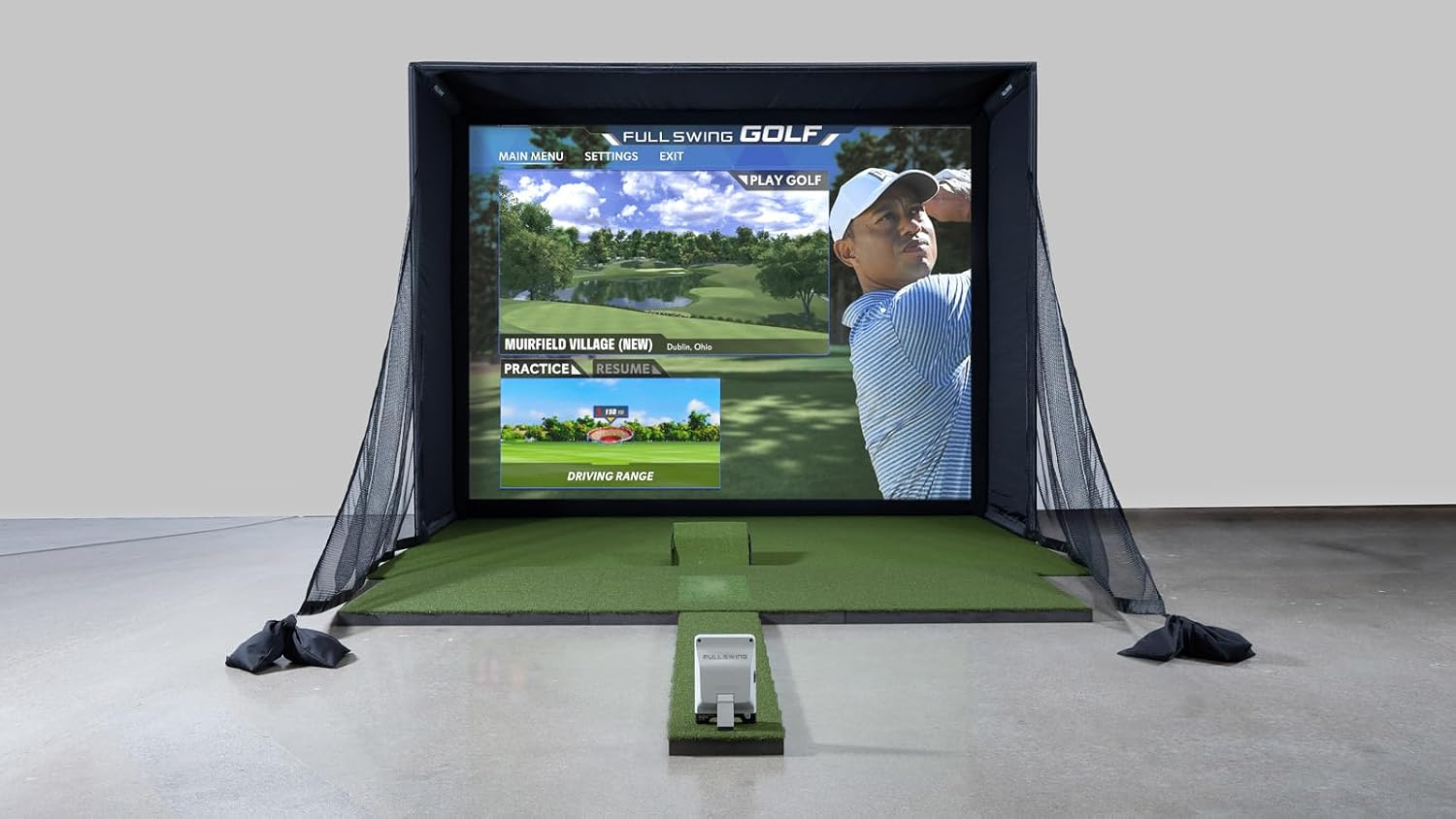 Full Swing KIT Studio Golf Simulator – Complete Home & Business Setup with 10' Enclosure, Launch Monitor, Projector, Impact Screen & 5D Radar
