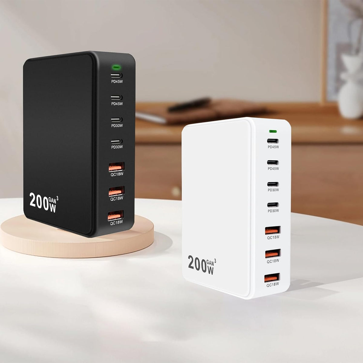 From Cacacece: USB C Charger Block 200W PD QC3.0 GaN 7 Port Fast Charging Station (Black) Multiport USB Hub Brick Compatible with Laptop MacBook Pro/Air, iPad, iPhone 17/16/15, Galaxy S23/22, DELL, Steam Deck