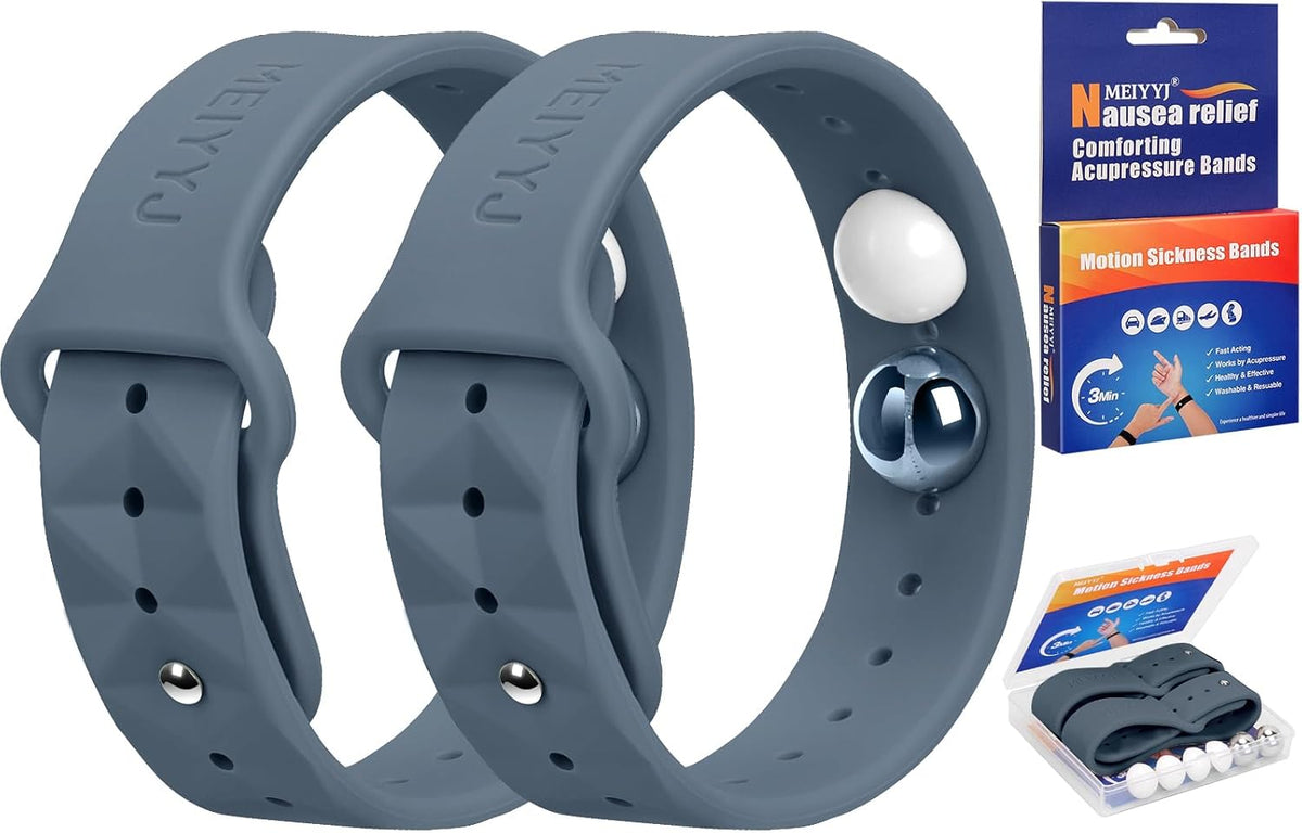 MEIYYJ Motion Sickness Bracelets for Adults Nausea Bands-Anchor Blue | Motion Sickness Bands for Pregnant Women, Acupressure Wristbands for Nausea, Ideal Travel Essential for Car, Cruise and Air