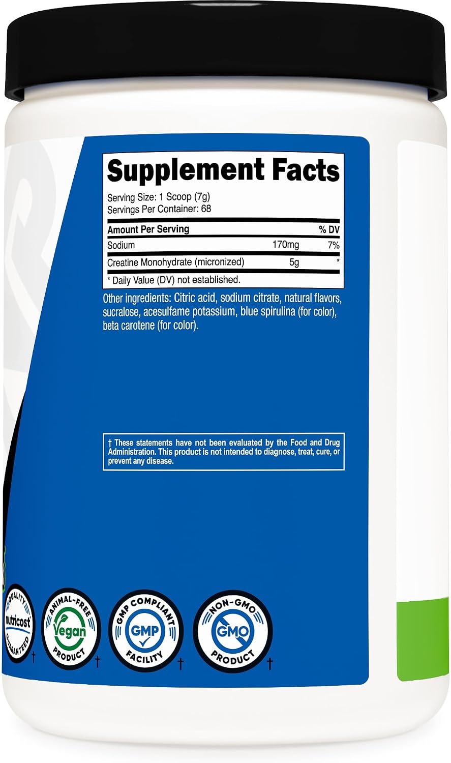 Nutricost Creatine Monohydrate Micronized Powder 500G, 100 Servings | 5000mg Per Serving (5g), 17.9 Oz