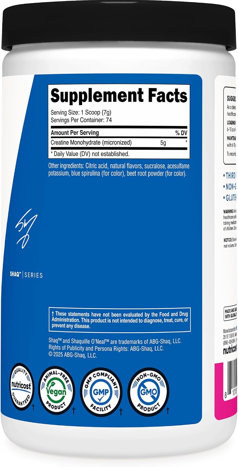 Nutricost Creatine Monohydrate Micronized Powder 500G, 100 Servings | 5000mg Per Serving (5g), 17.9 Oz