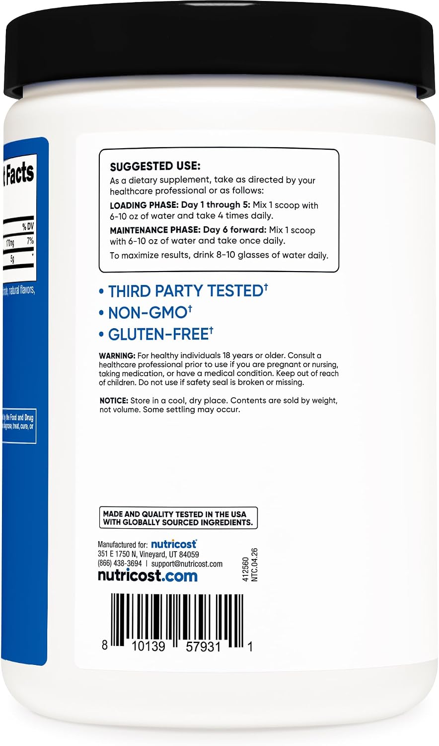 Nutricost Creatine Monohydrate Micronized Powder 500G, 100 Servings | 5000mg Per Serving (5g), 17.9 Oz