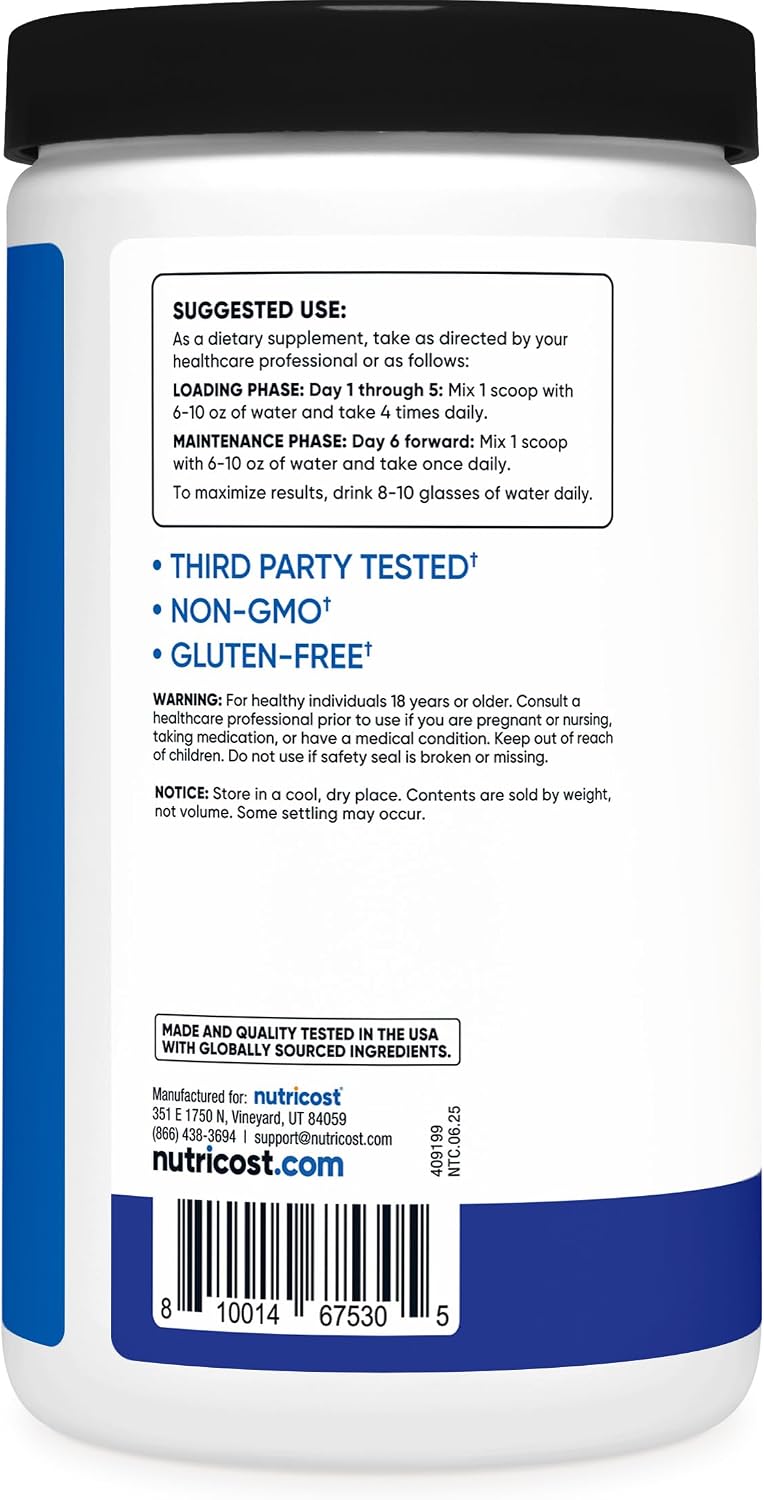 Nutricost Creatine Monohydrate Micronized Powder 500G, 100 Servings | 5000mg Per Serving (5g), 17.9 Oz
