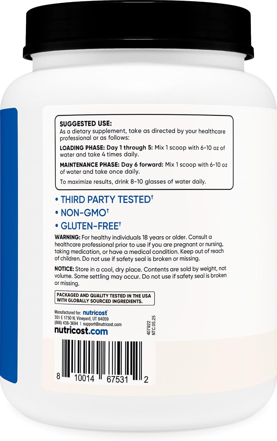 Nutricost Creatine Monohydrate Micronized Powder 500G, 100 Servings | 5000mg Per Serving (5g), 17.9 Oz