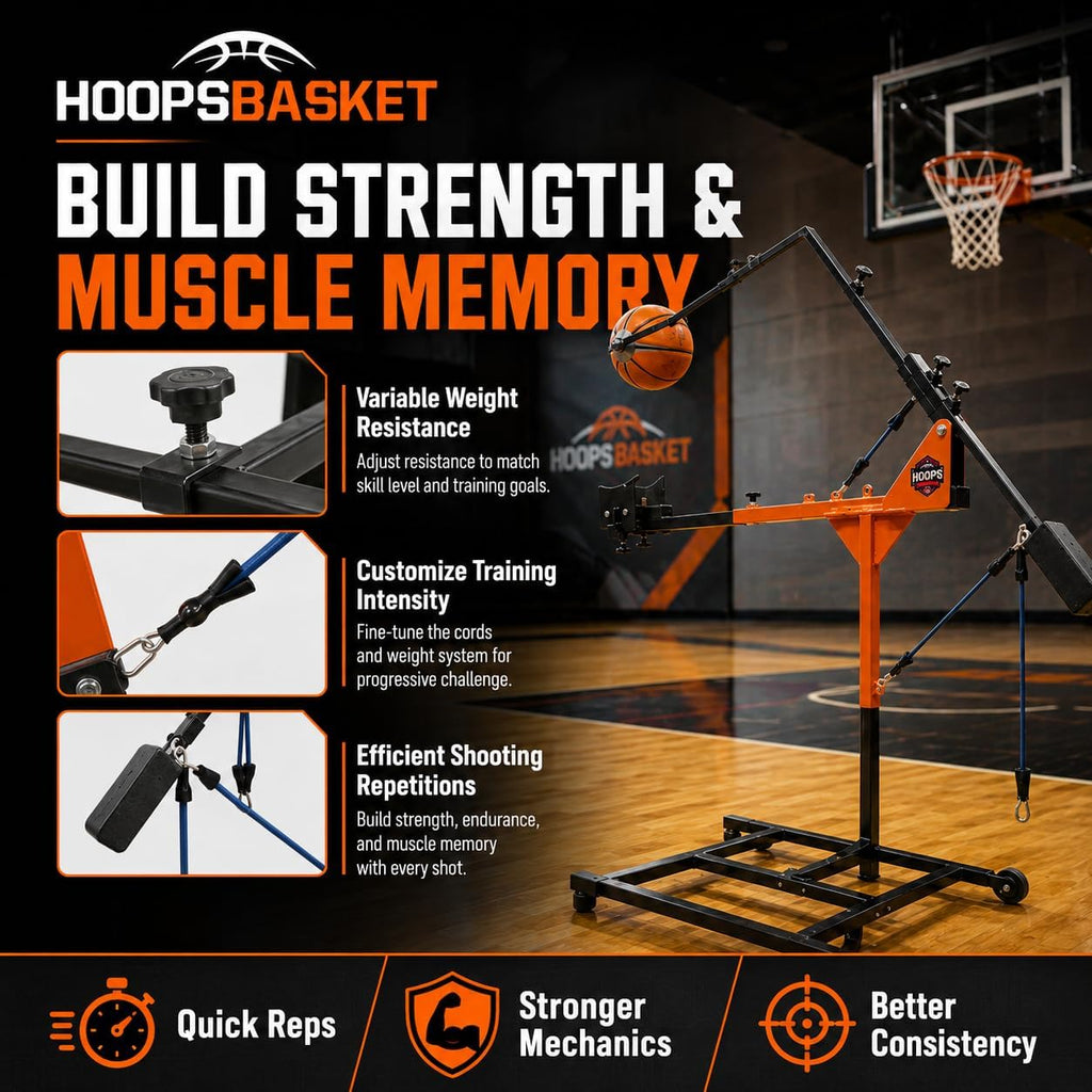 Hoops Basket Basketball Shooting Correction Machine, Basketball Arm Guide Trainer for 90° Elbow Positioning, Black Powder Coat, Easy Transport