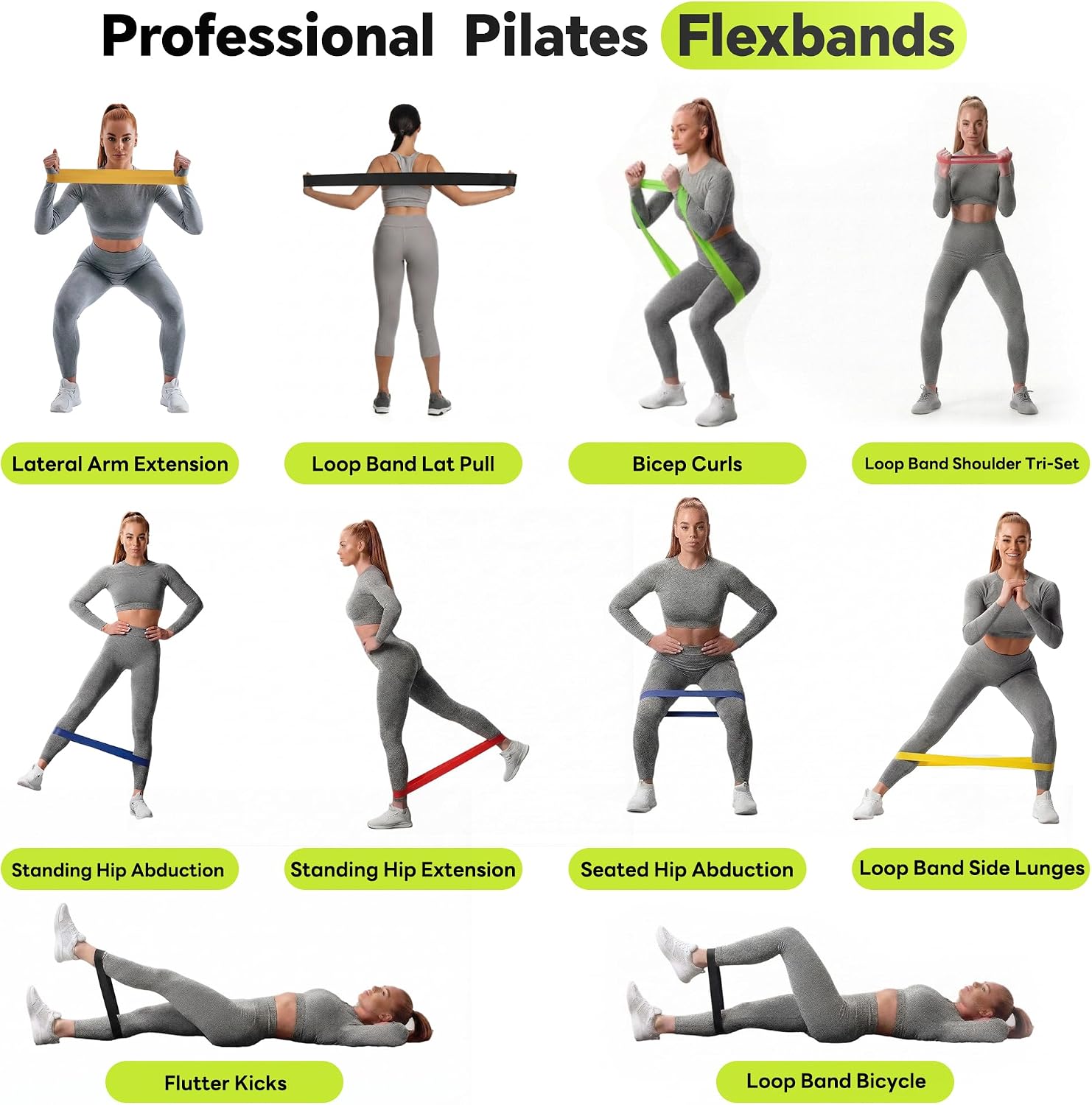 5-Pack Resistance Bands Set – Light to Heavy TPE Loop Bands for Strength, Pilates, Yoga & Physical Therapy