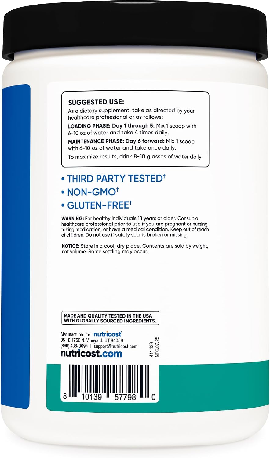 Nutricost Creatine Monohydrate Micronized Powder 500G, 100 Servings | 5000mg Per Serving (5g), 17.9 Oz