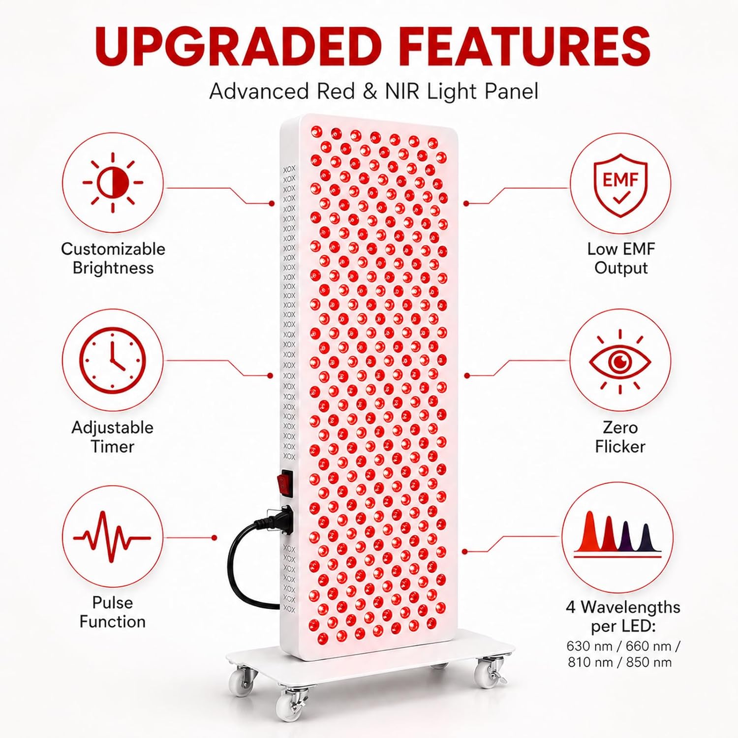 420W Red Light Therapy Panel – 660nm & 850nm Full-Body Coverage, 320 LEDs, Timer & Remote Control