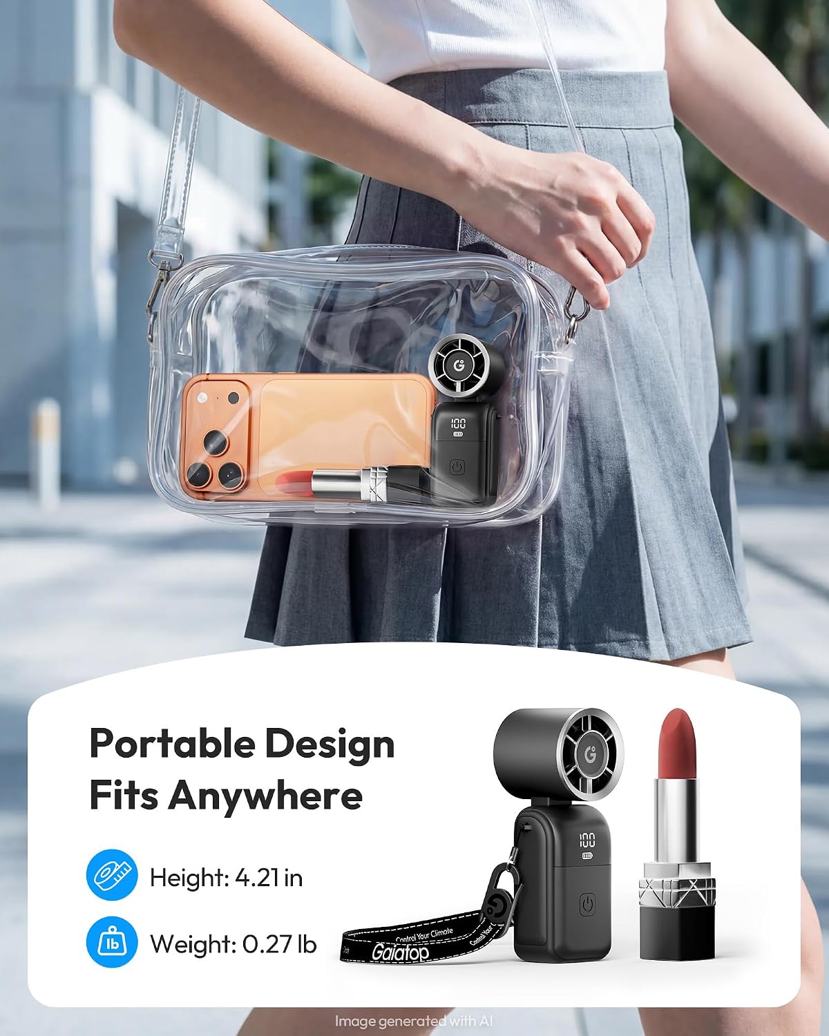 Gaiatop Portable Mini Fan Handheld, 3-in-1 Foldable Pocket Fan, Up to 15H | Personal Small Hand Fan, 6-Speed Turbo Cooling, USB Rechargeable, Outdoor Travel Essentials, Gifts for Women Men Teens, Black