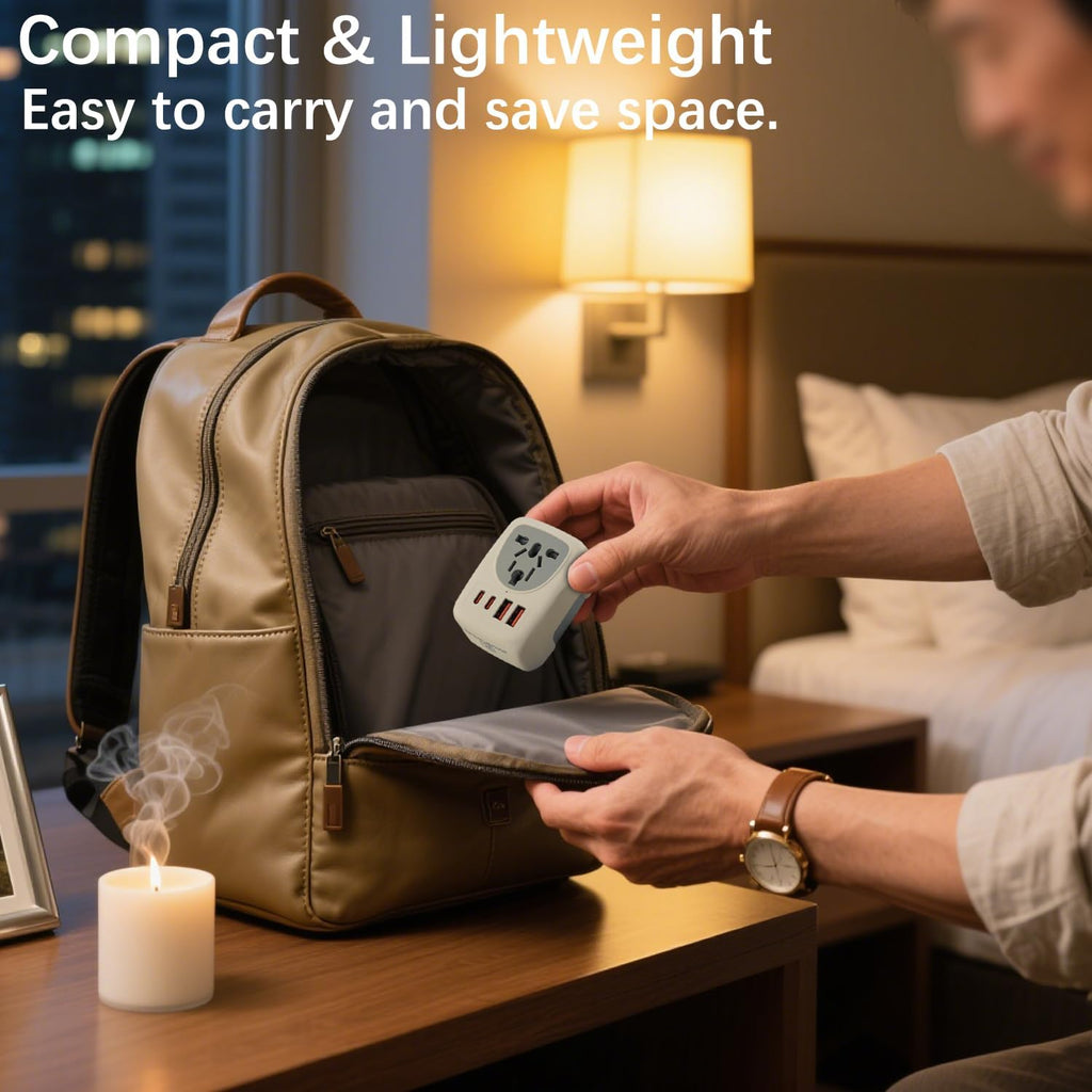 RHAICXANS European Travel Power Adapter with 4-Port Charging | 2x 20W USB-C & 2x 18W USB-A Fast Charge | EU Socket for Germany, France, Spain, Italy, Greece & More
