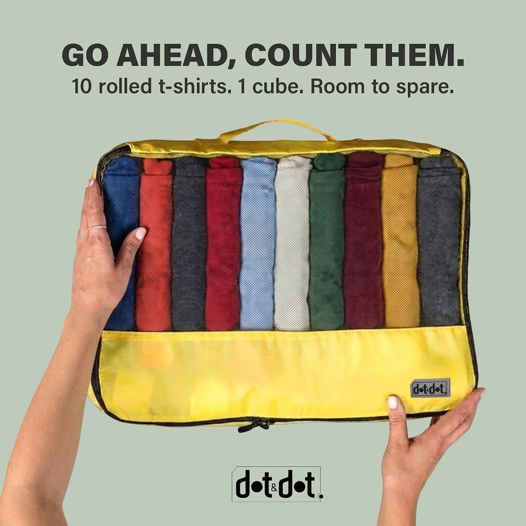 Dot & Dot Large Packing Cubes for Travel - 5pc Packing Cubes for Suitcases - Lightweight Luggage Organizer Bags (Non-Compression)