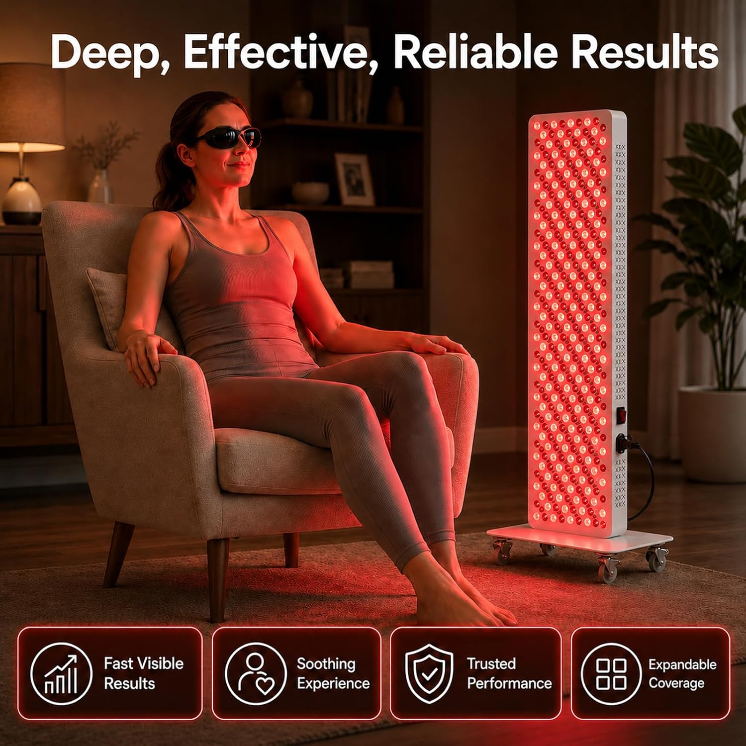 420W Red Light Therapy Panel – 660nm & 850nm Full-Body Coverage, 320 LEDs, Timer & Remote Control