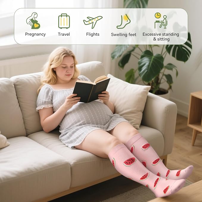 Leocomps Plus Size Compression Socks for Women Men Wide Calf 15-20 mmHg Knee High Extra Large for Nurses Pregnant Travel