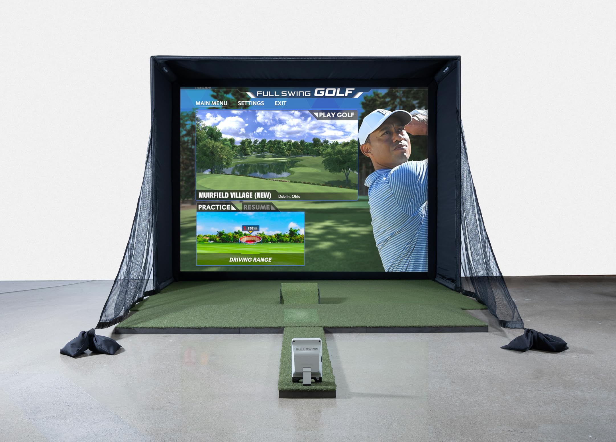 Full Swing KIT Studio Golf Simulator – Complete Home & Business Setup with 10' Enclosure, Launch Monitor, Projector, Impact Screen & 5D Radar