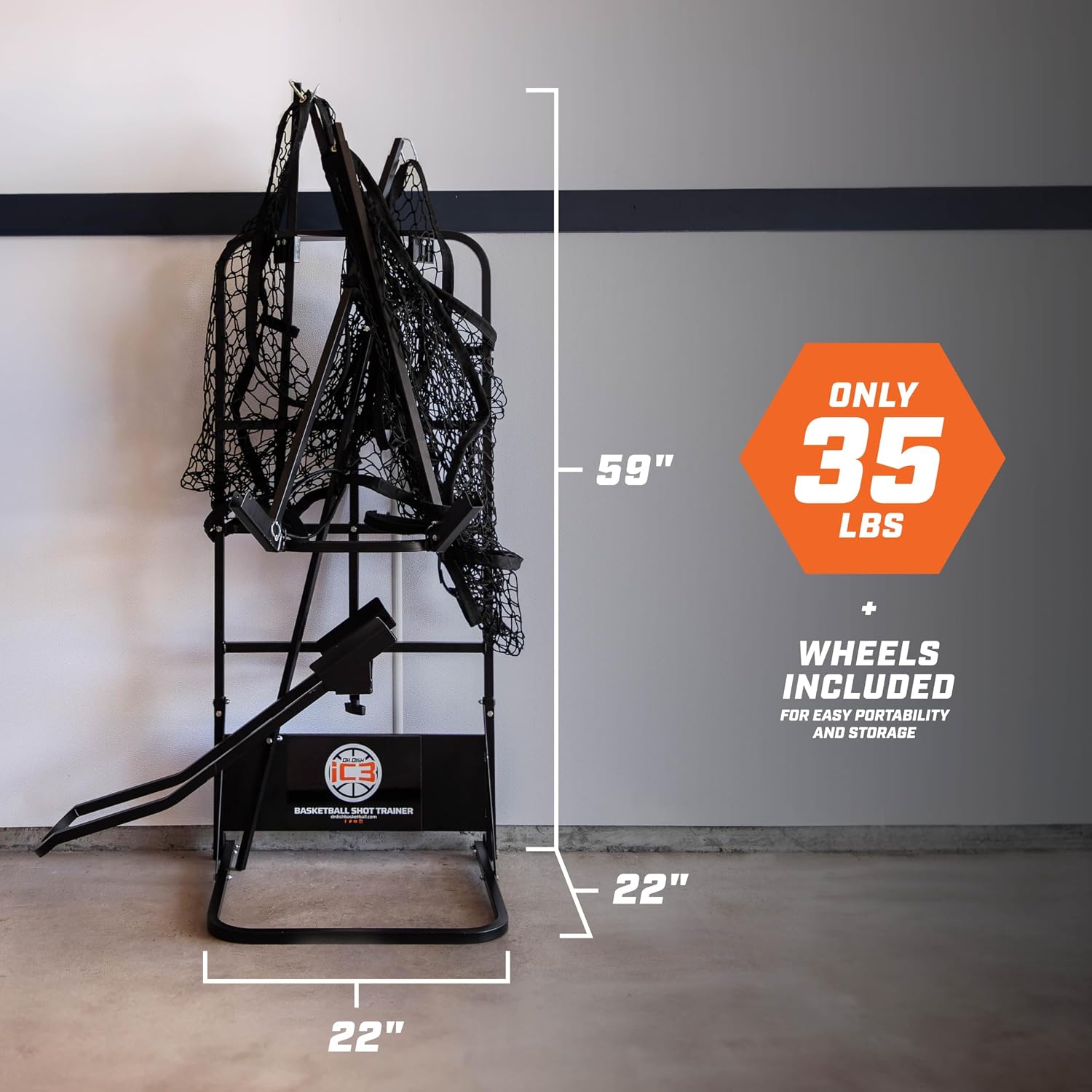 Dr. Dish IC3 Basketball Shot Trainer Rebounder – Portable Net Return System for 3x More Reps