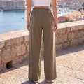 Keeliya Womens Travel Pants Wide Leg Mid Rise Work Office Trousers Business Pant with Pockets(Mocha,XS)