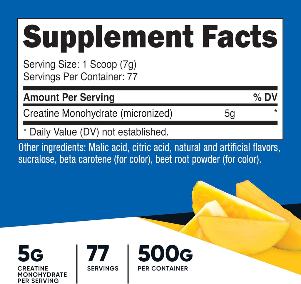 Nutricost Creatine Monohydrate Micronized Powder 500G, 100 Servings | 5000mg Per Serving (5g), 17.9 Oz