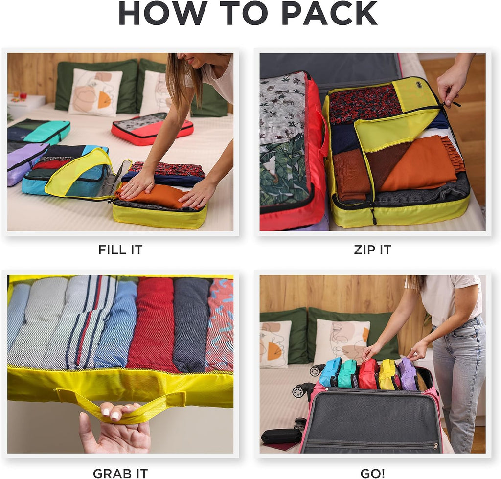 Dot & Dot Large Packing Cubes for Travel - 5pc Packing Cubes for Suitcases - Lightweight Luggage Organizer Bags (Non-Compression)