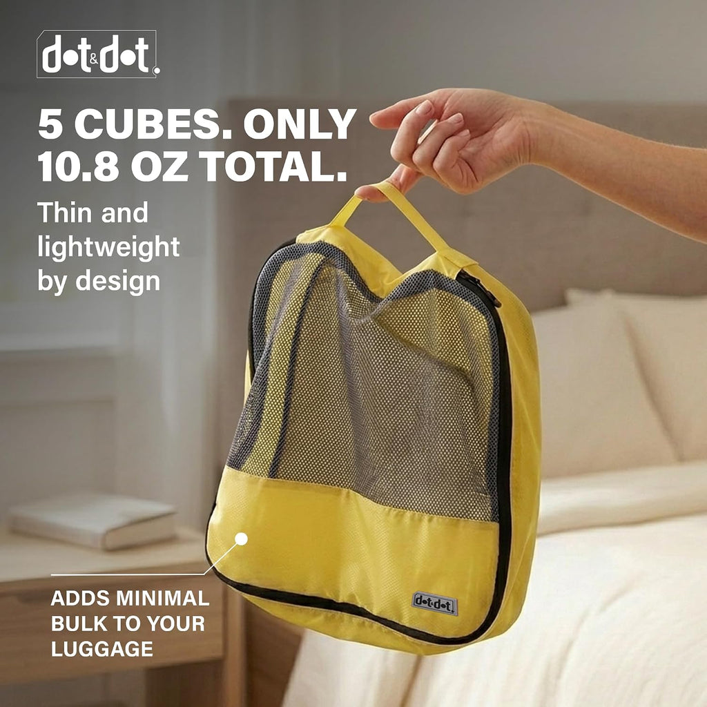 Dot & Dot Large Packing Cubes for Travel - 5pc Packing Cubes for Suitcases - Lightweight Luggage Organizer Bags (Non-Compression)