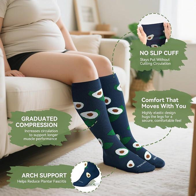 Leocomps Plus Size Compression Socks for Women Men Wide Calf 15-20 mmHg Knee High Extra Large for Nurses Pregnant Travel
