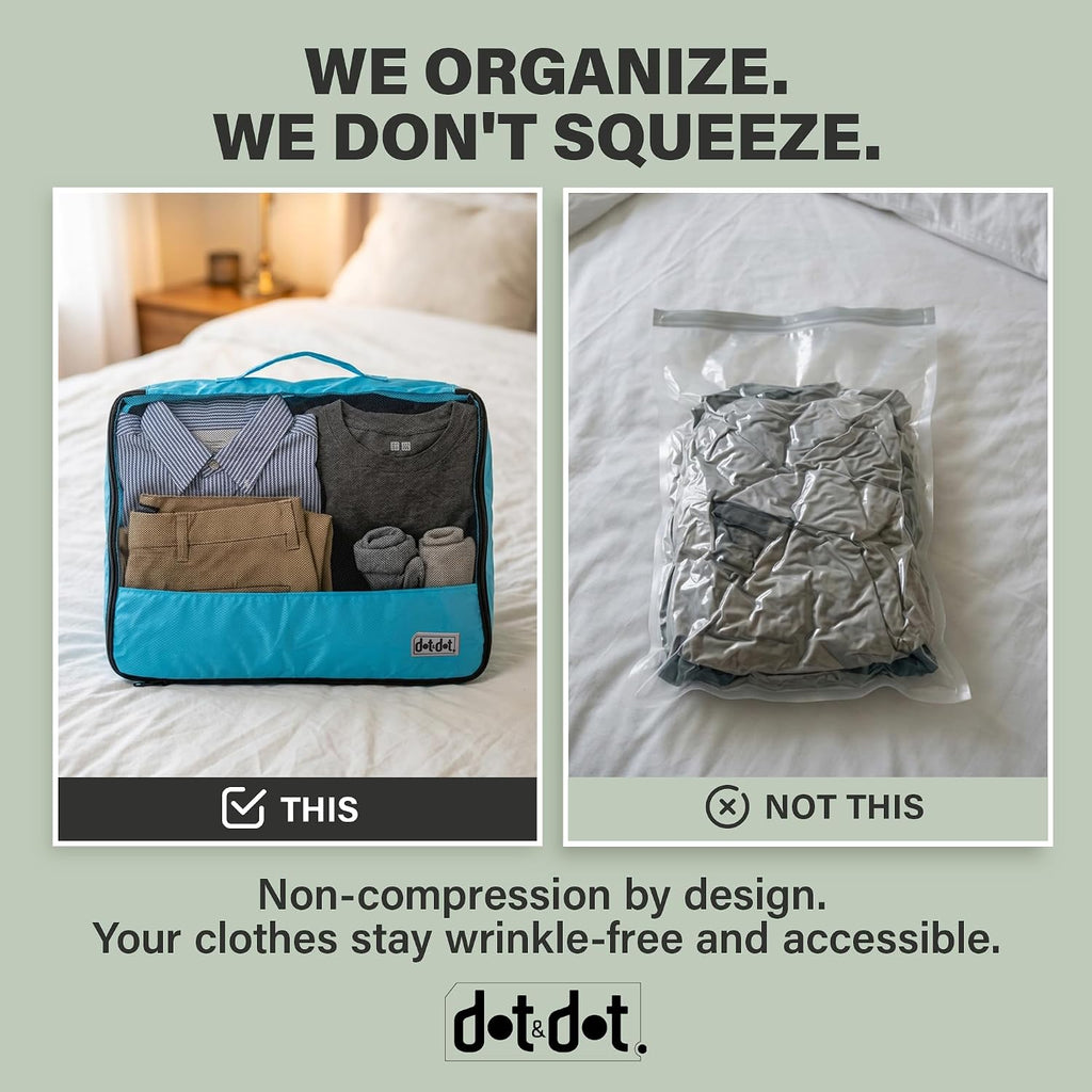 Dot & Dot Large Packing Cubes for Travel - 5pc Packing Cubes for Suitcases - Lightweight Luggage Organizer Bags (Non-Compression)