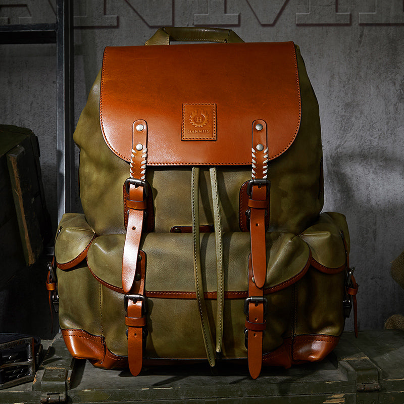 Full-Grain Leather Travel Backpack – Large Capacity Vintage Backpack for Men