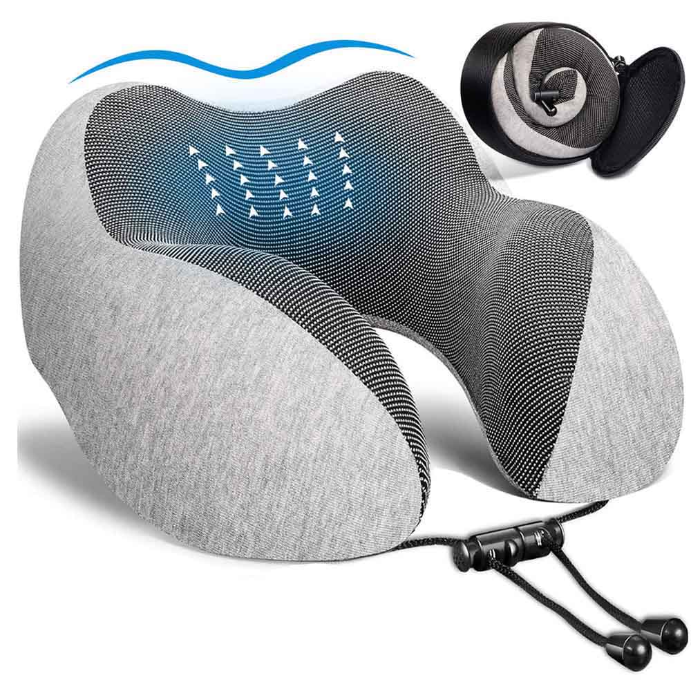 Memory Foam Travel Neck Pillow with Carry Bag — Orthopedic U-Shape Support for Flights & Long Trips | 4 Colors