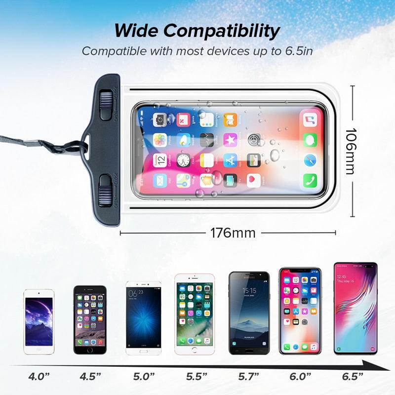 Waterproof Phone Pouch with Lanyard — IPX8 Universal Case for Beach, Swimming & Diving | Fits Phones Up to 6.5" | 7 Colors