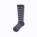 Knee-High Compression Socks — Striped Navy/Sand | Sizes S–XL Including Wide Calf