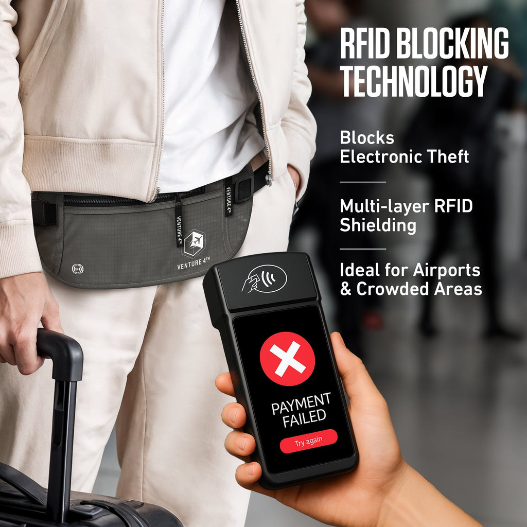 RFID Safe Money Belt — Anti-Theft Hidden Travel Wallet | Fits Up to 56" Waist | 12 Colors
