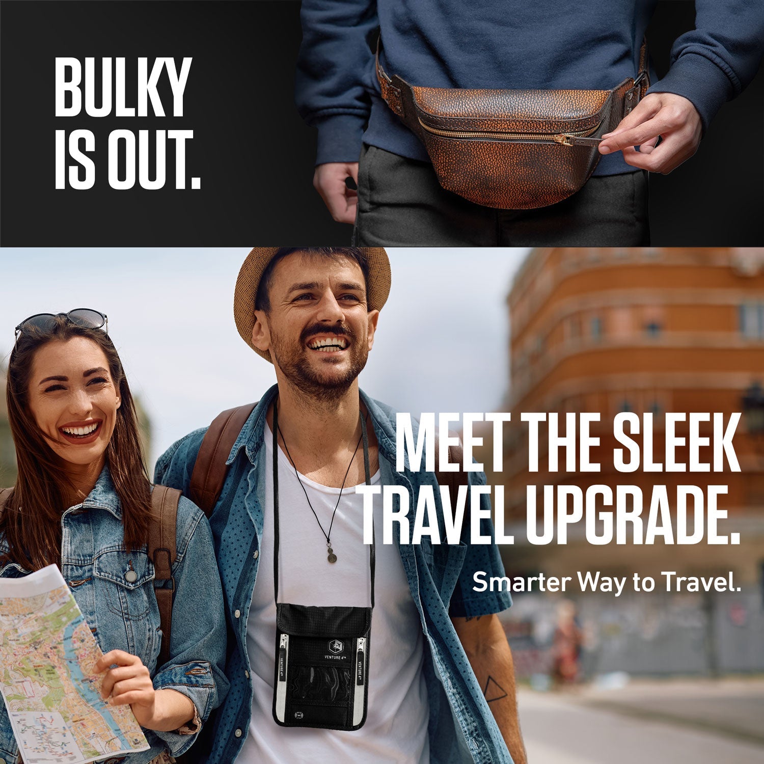 RFID Blocking Neck Pouch — Slim Travel Wallet for Passport, Cards & Phone | 8 Colors