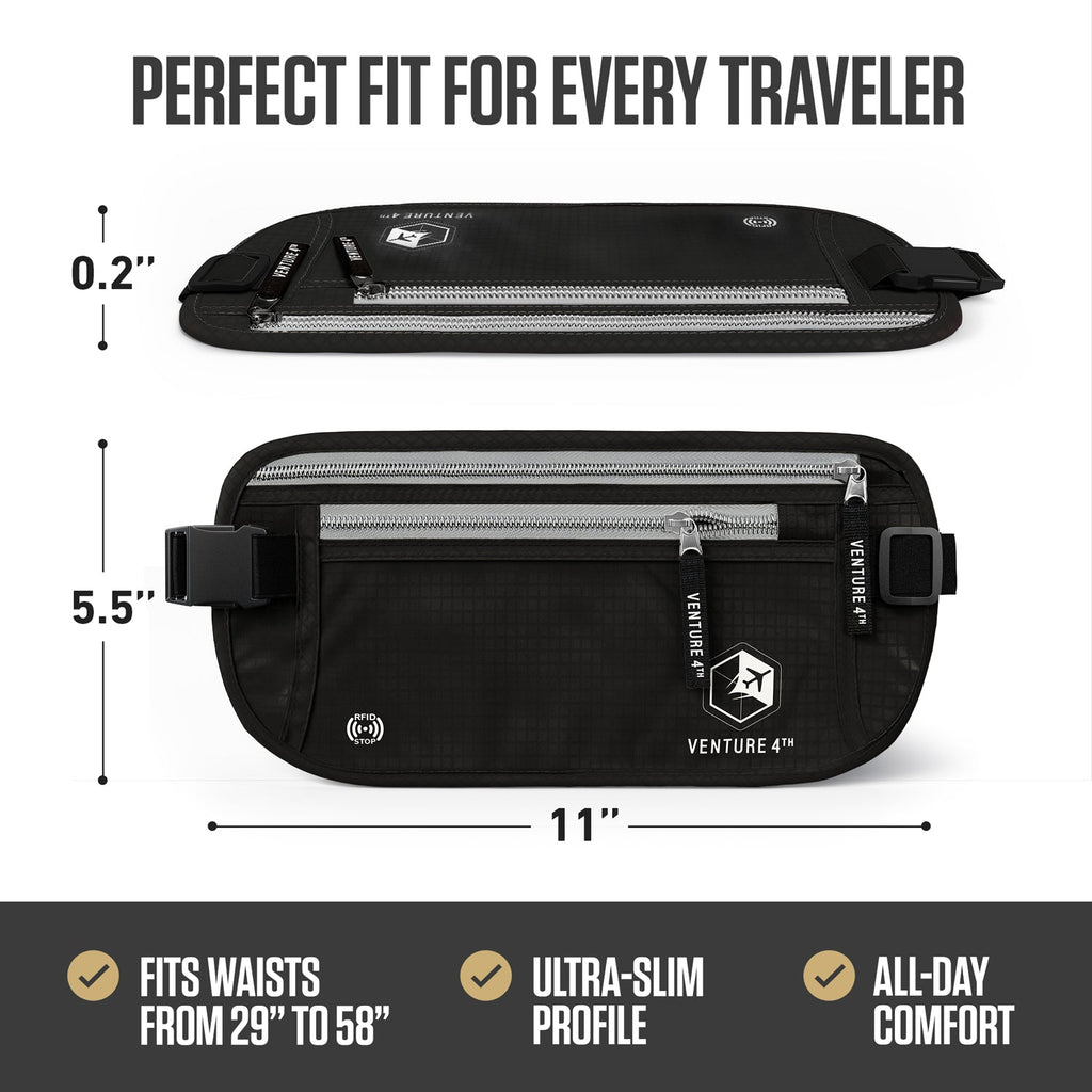 RFID Safe Money Belt — Anti-Theft Hidden Travel Wallet | Fits Up to 56" Waist | 12 Colors