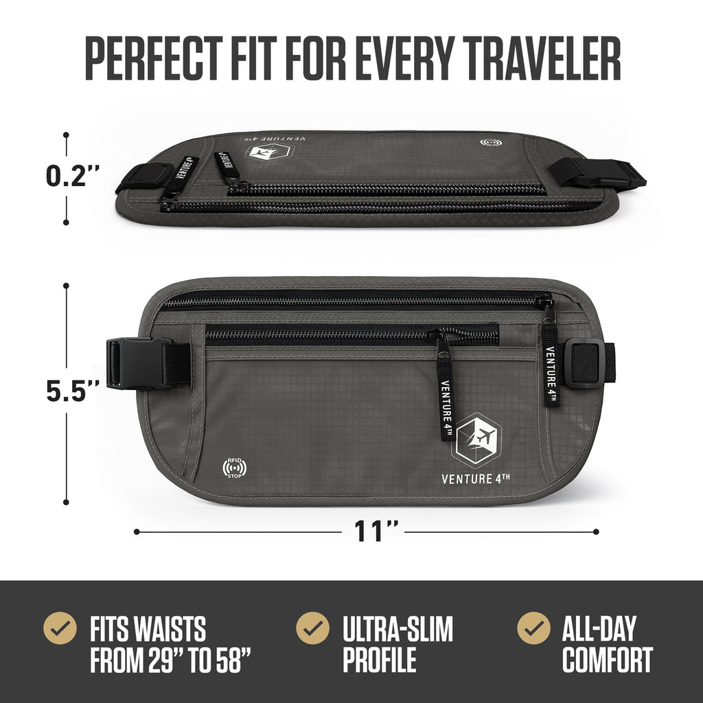 RFID Safe Money Belt — Anti-Theft Hidden Travel Wallet | Fits Up to 56" Waist | 12 Colors