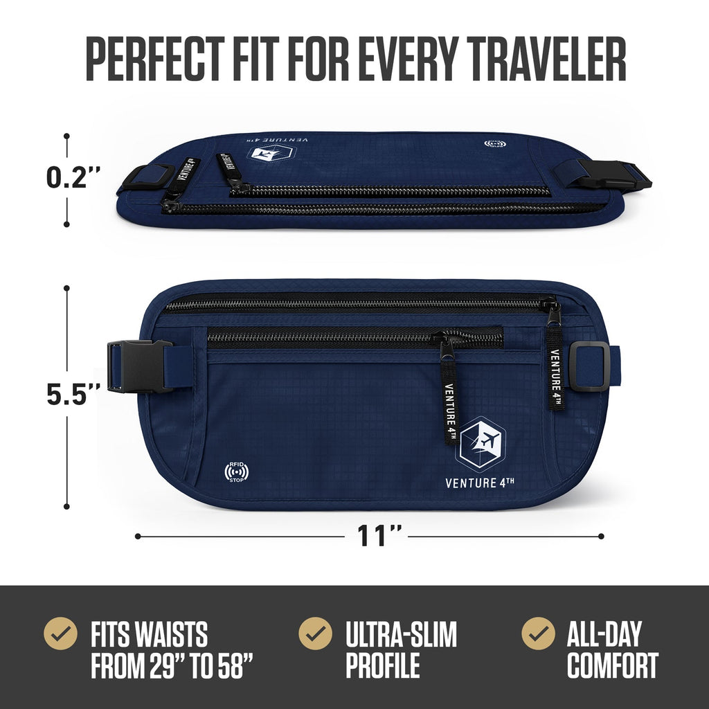 RFID Safe Money Belt — Anti-Theft Hidden Travel Wallet | Fits Up to 56" Waist | 12 Colors