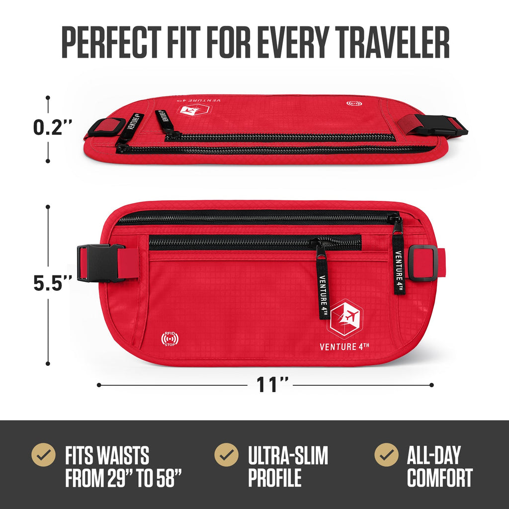 RFID Safe Money Belt — Anti-Theft Hidden Travel Wallet | Fits Up to 56" Waist | 12 Colors