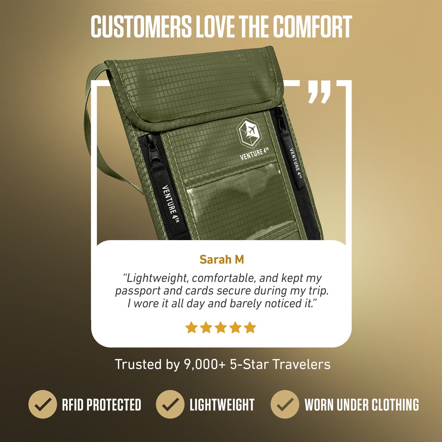 RFID Blocking Neck Pouch — Slim Travel Wallet for Passport, Cards & Phone | 8 Colors