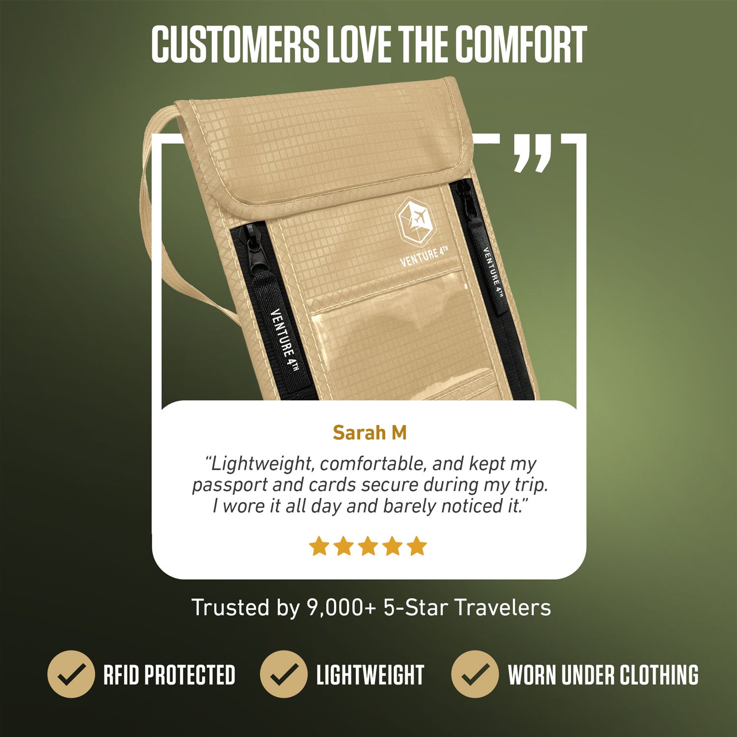 RFID Blocking Neck Pouch — Slim Travel Wallet for Passport, Cards & Phone | 8 Colors