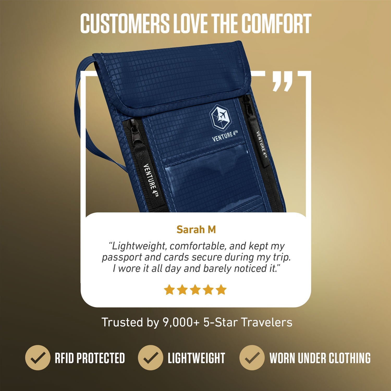 RFID Blocking Neck Pouch — Slim Travel Wallet for Passport, Cards & Phone | 8 Colors