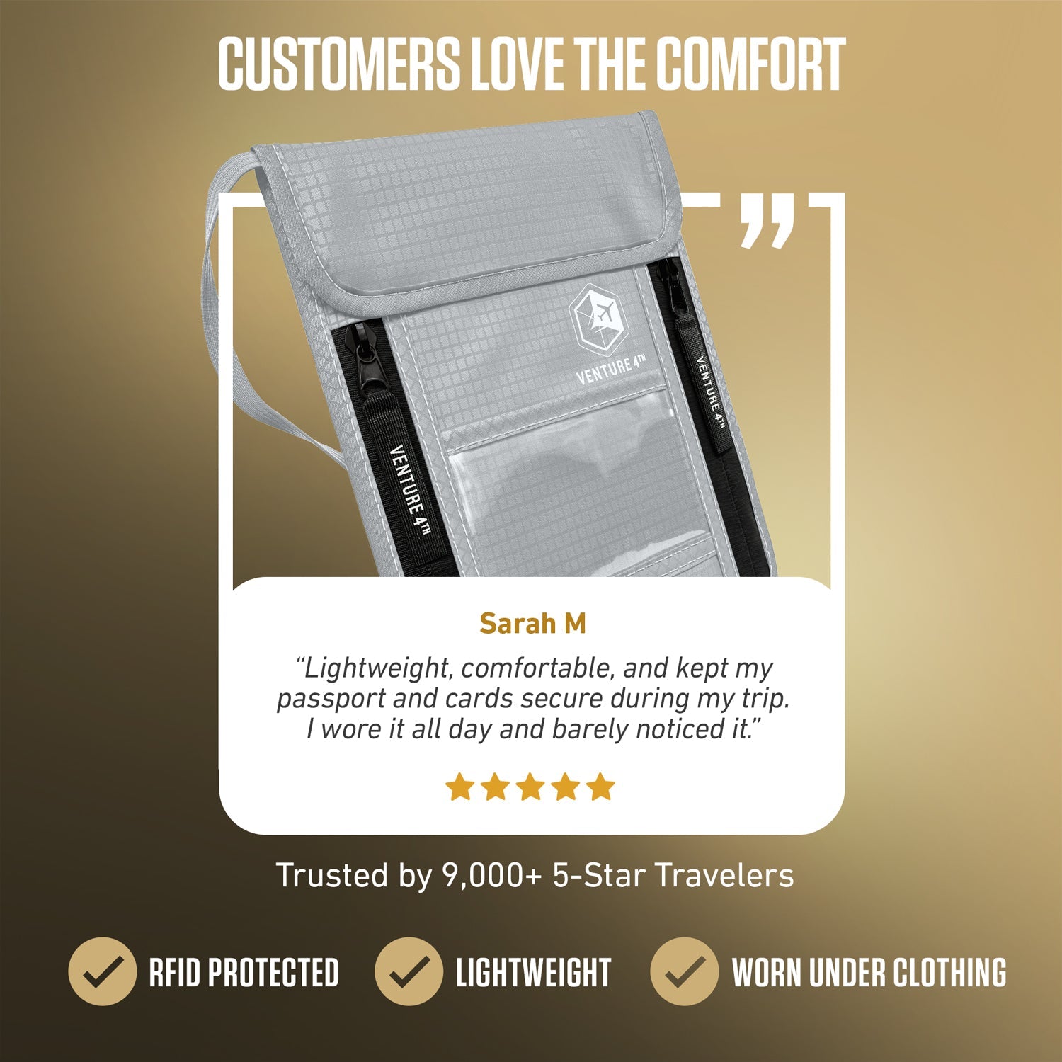 RFID Blocking Neck Pouch — Slim Travel Wallet for Passport, Cards & Phone | 8 Colors