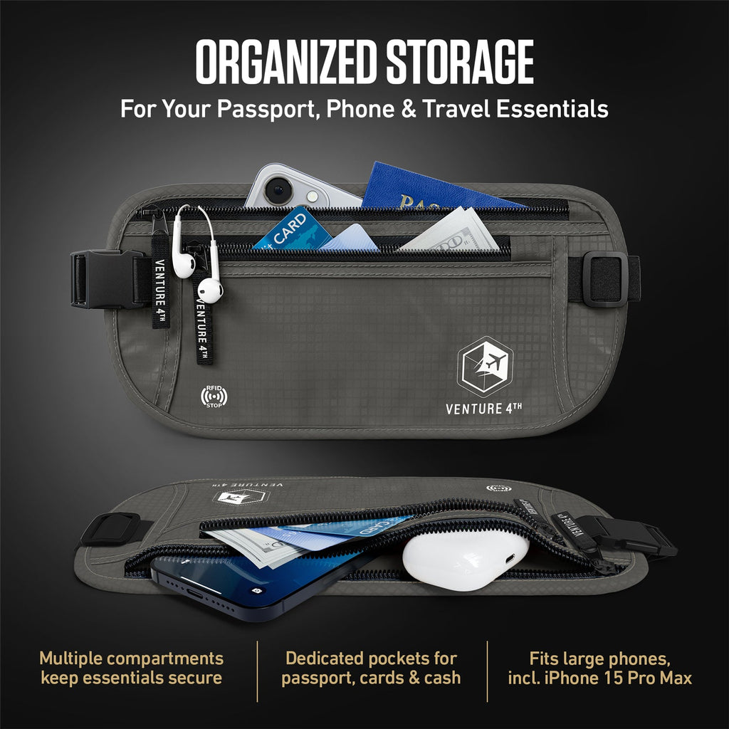 RFID Safe Money Belt — Anti-Theft Hidden Travel Wallet | Fits Up to 56" Waist | 12 Colors