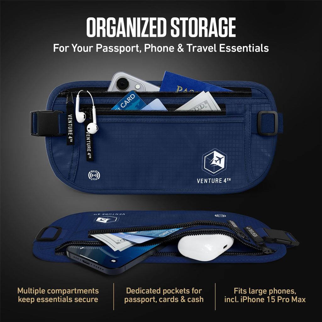 RFID Safe Money Belt — Anti-Theft Hidden Travel Wallet | Fits Up to 56" Waist | 12 Colors