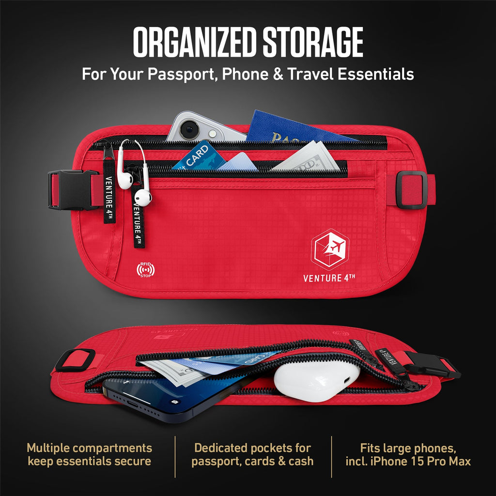 RFID Safe Money Belt — Anti-Theft Hidden Travel Wallet | Fits Up to 56" Waist | 12 Colors
