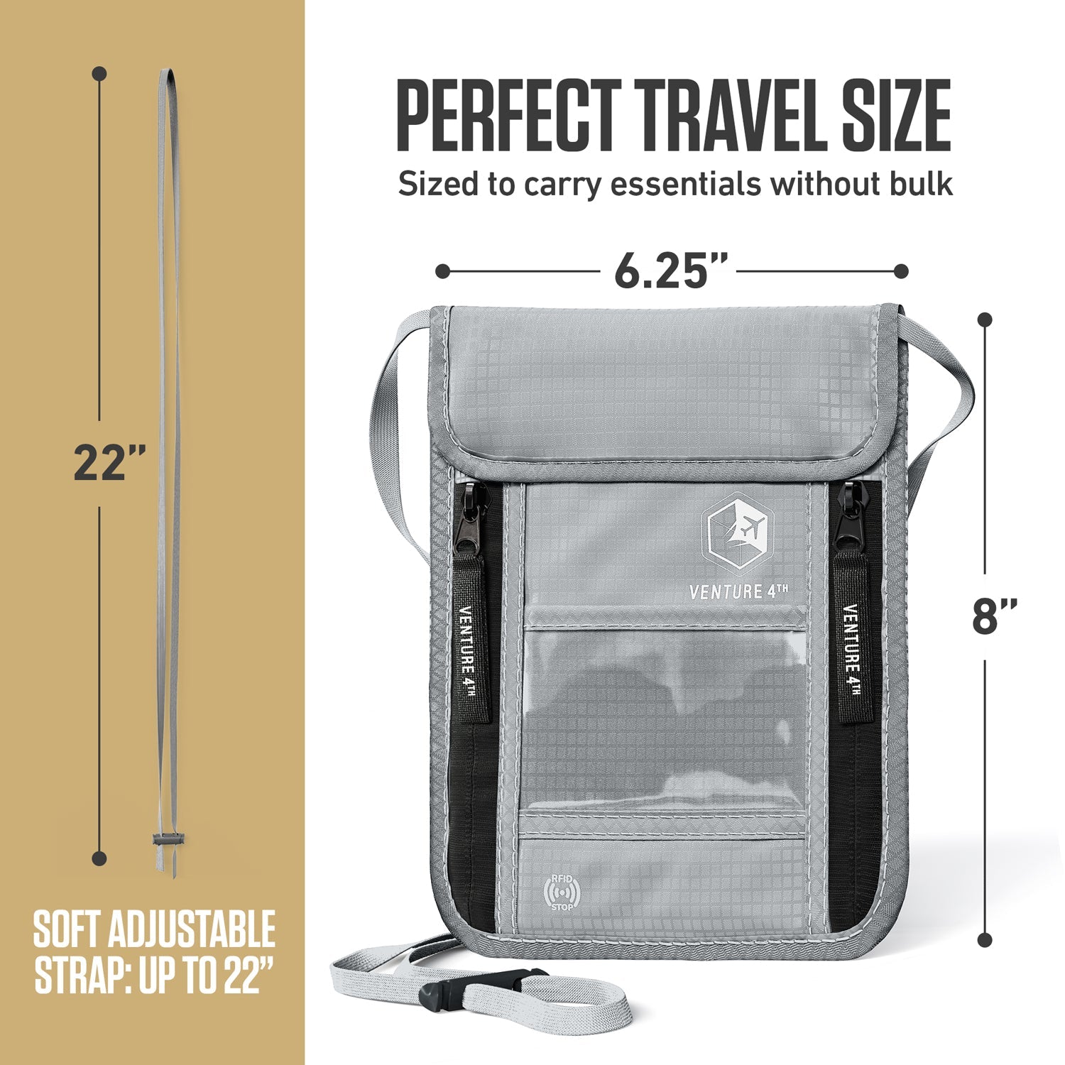 RFID Blocking Neck Pouch — Slim Travel Wallet for Passport, Cards & Phone | 8 Colors