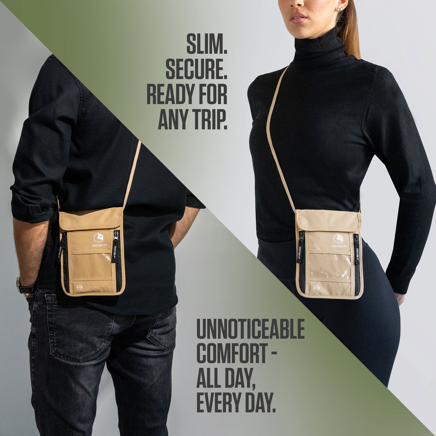 RFID Blocking Neck Pouch — Slim Travel Wallet for Passport, Cards & Phone | 8 Colors
