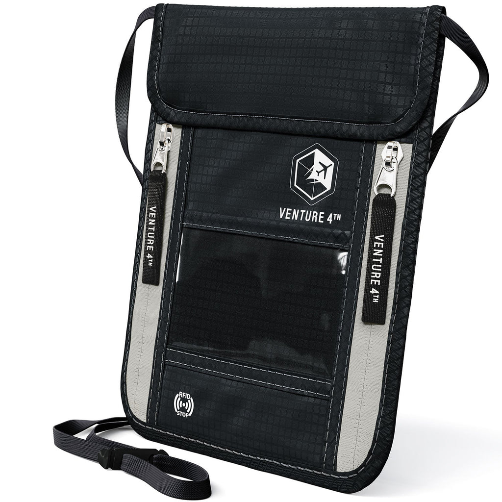 RFID Blocking Neck Pouch — Slim Travel Wallet for Passport, Cards & Phone | 8 Colors